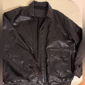 South Creek Leather Black Bomber Jacket